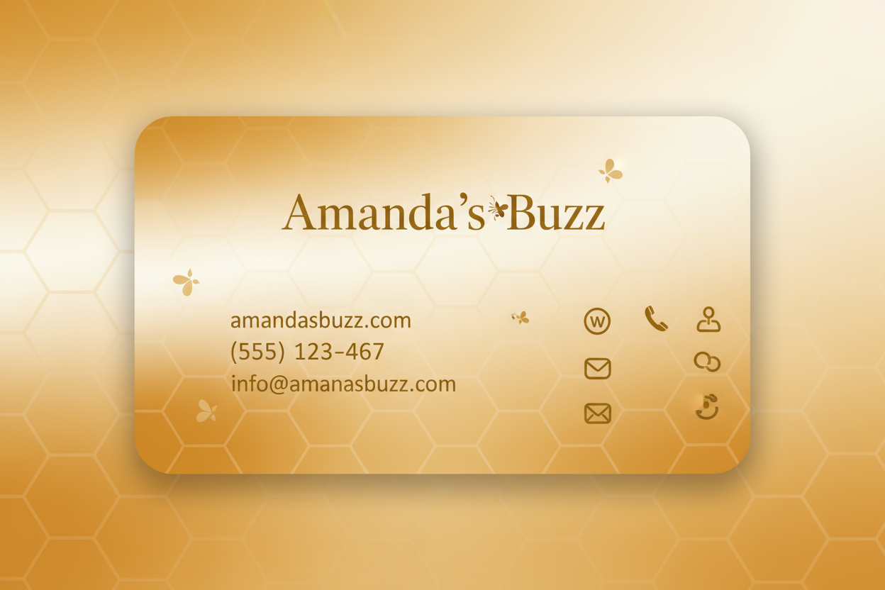 digital business card for "amanda's buzz"